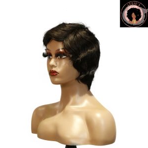lydies beauty machine made black wig remy hair h001