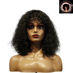 center wig machine made black wig remy hair tc047