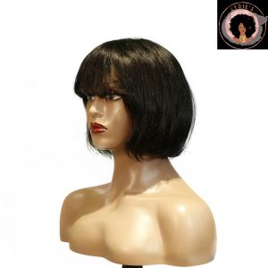 center wig machine made black wig remy hair tc027