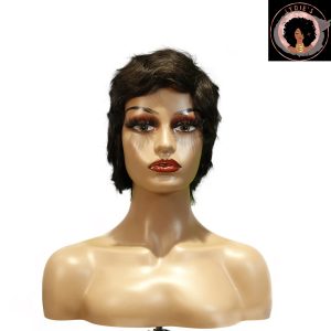 lydies beauty machine made black wig remy hair h001
