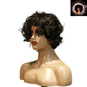 center wig machine made black wig remy hair tc068