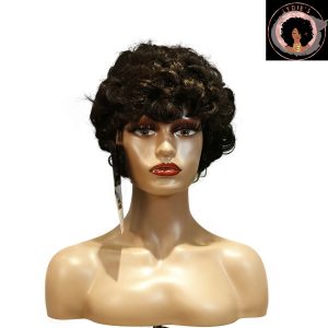 center wig machine made black wig remy hair tc064