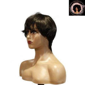 center wig machine made black wig remy hair h081