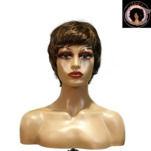 center wig machine made black wig remy hair tc066