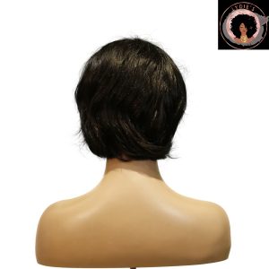 center wig machine made black wig remy hair tc063