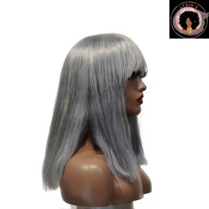 center wig machine made gray wig remy hair 12p