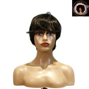 center wig machine made black wig remy hair h081