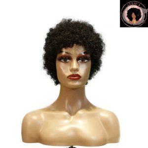 center wig machine made black wig remy hair h023