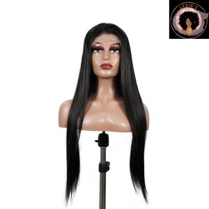 center wig natural black remy hair 6x7 lace closure straight human hair wig