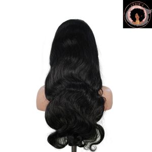 center wig natural black remy hair 6x7 lace closure body wave human hair wig