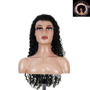 center wig natural black remy hair 6x7 lace closure deep wave human hair wig