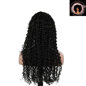 center wig natural black remy hair 6x7 lace closure deep wave human hair wig