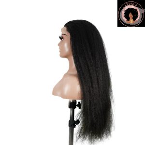 center wig natural black remy hair 6x7 lace closure yaki straight human hair wig