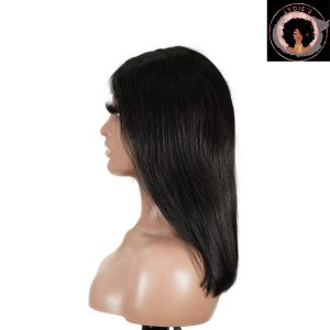 center wig natural black remy hair 2x6 lace closure straight bob human hair wig