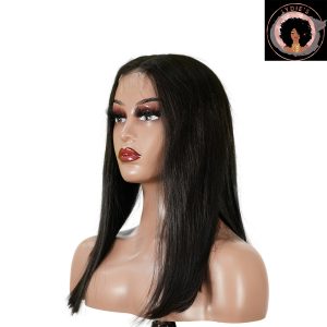center wig natural black asian raw hair 2x6 hd lace closure straight bob human hair wig