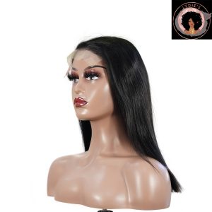 center wig natural black remy hair 5x5 lace closure straight bob human hair wig