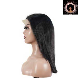 center wig natural black remy hair 5x5 lace closure straight bob human hair wig