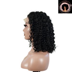center wig natural black remy hair 5x5 lace closure jerry curly 12 inch bob human hair wig
