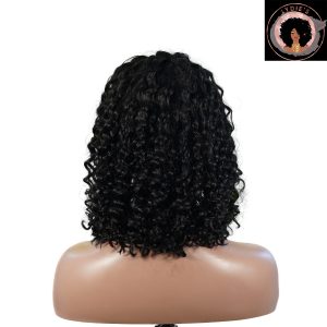 center wig natural black remy hair 5x5 lace closure jerry curly 12 inch bob human hair wig