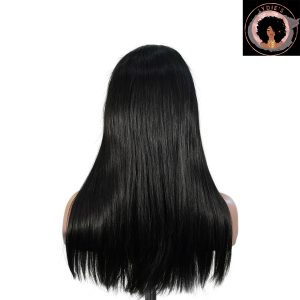 center wig natural black remy hair 5x5 lace closure straight human hair wig