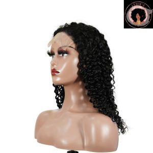 center wig natural black remy hair 5x5 lace closure jerry curly human hair wig