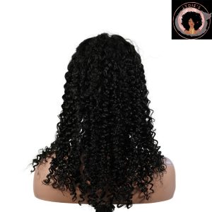 center wig natural black remy hair 5x5 lace closure jerry curly human hair wig