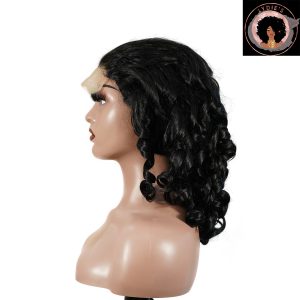 center wig natural black remy hair 5x5 lace closure bouncy curls human hair wig