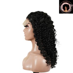 center wig natural black remy hair 5x5 lace closure deep wave human hair wig