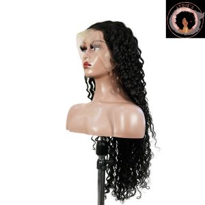 center wig 13x4 deep wave lace front wig natural black remy hair