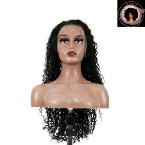 center wig natural black asian raw hair 13x6 hd lace front wig deep wave human hair wig