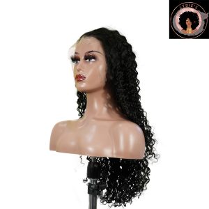 center wig natural black asian raw hair 13x6 hd lace front wig deep wave human hair wig