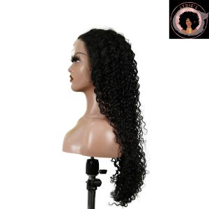 center wig natural black asian raw hair 13x6 hd lace front wig deep wave human hair wig