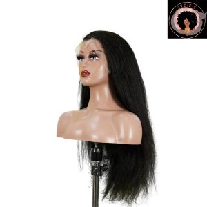center wig 13x4 yaki straight lace front wig black remy hair