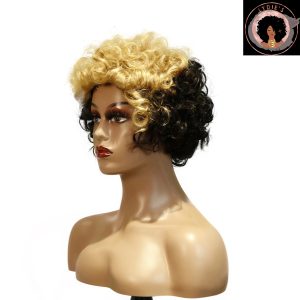 center wig machine made black wig remy hair tc004