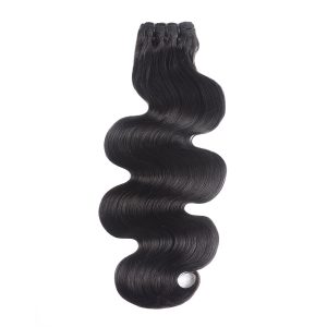 center wig remy hair black body wave bundles laotian weaving