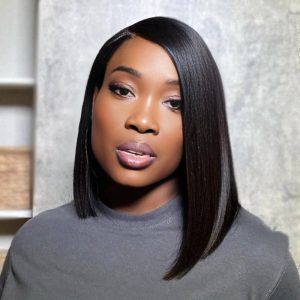 center wig natural black asian raw hair 5x5 hd lace closure straight bob human hair wig