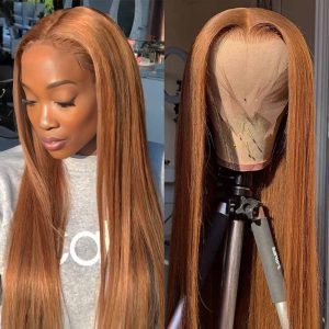 center wig 13x4 straight lace front wig 8&27 honey blonde highlight 26 inch remy hair