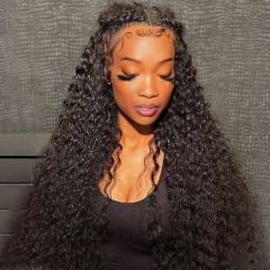 center wig natural black remy hair 5x5 lace closure jerry curly human hair wig