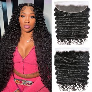 center wig remy hair 13x4 deep wave hd frontal