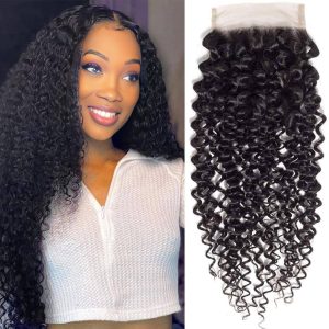 center wig remy hair 4x4 kinky curly closure