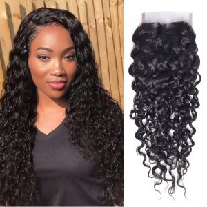 center wig remy hair 4x4 water wave closure
